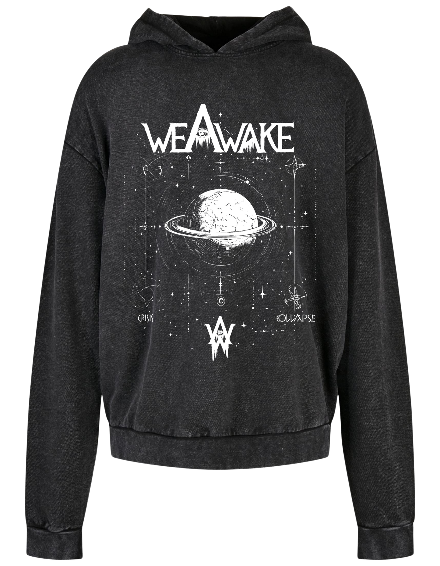 We Awake - Oversize Acid Washed Hoodie "Planet"