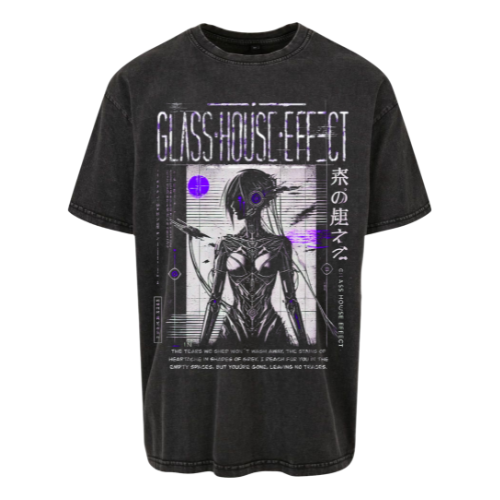 GlassHouseEffect - Oversize Acid Washed T-Shirt "Robotic"