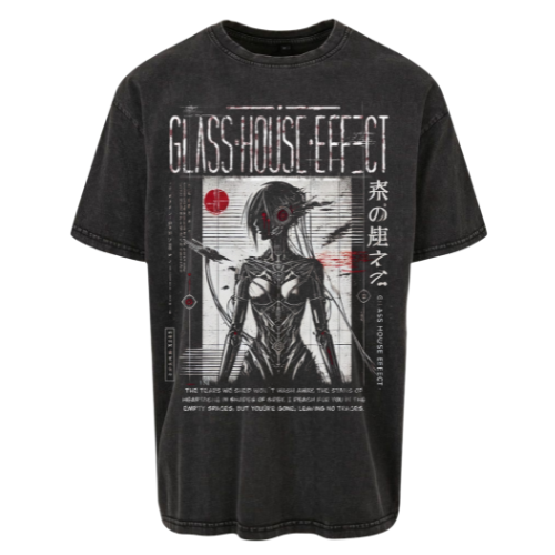 GlassHouseEffect - Oversize Acid Washed T-Shirt "Robotic"