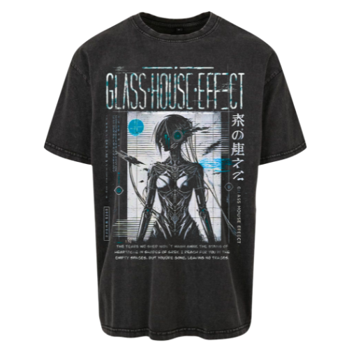 GlassHouseEffect - Oversize Acid Washed T-Shirt "Robotic"