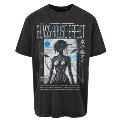 GlassHouseEffect - Oversize Acid Washed T-Shirt "Robotic"