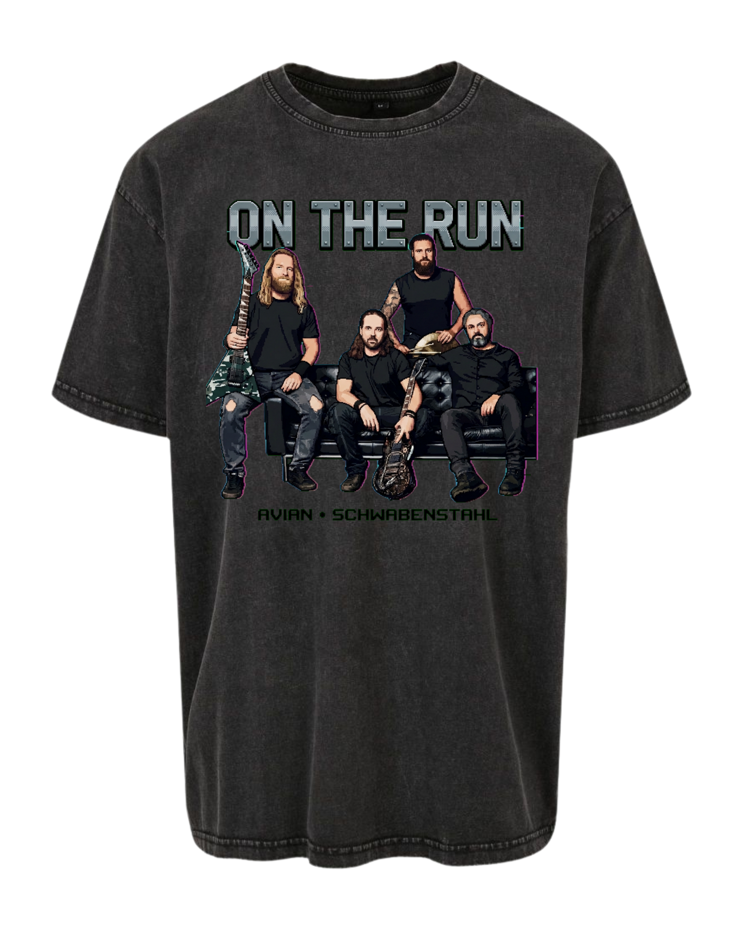 Avian - Oversize Acid Washed T-Shirt "On the Run"