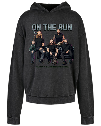 Avian - Oversize Acid Washed Hoodie "On the Run"
