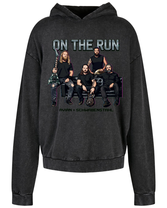 Avian - Oversize Acid Washed Hoodie "On the Run"